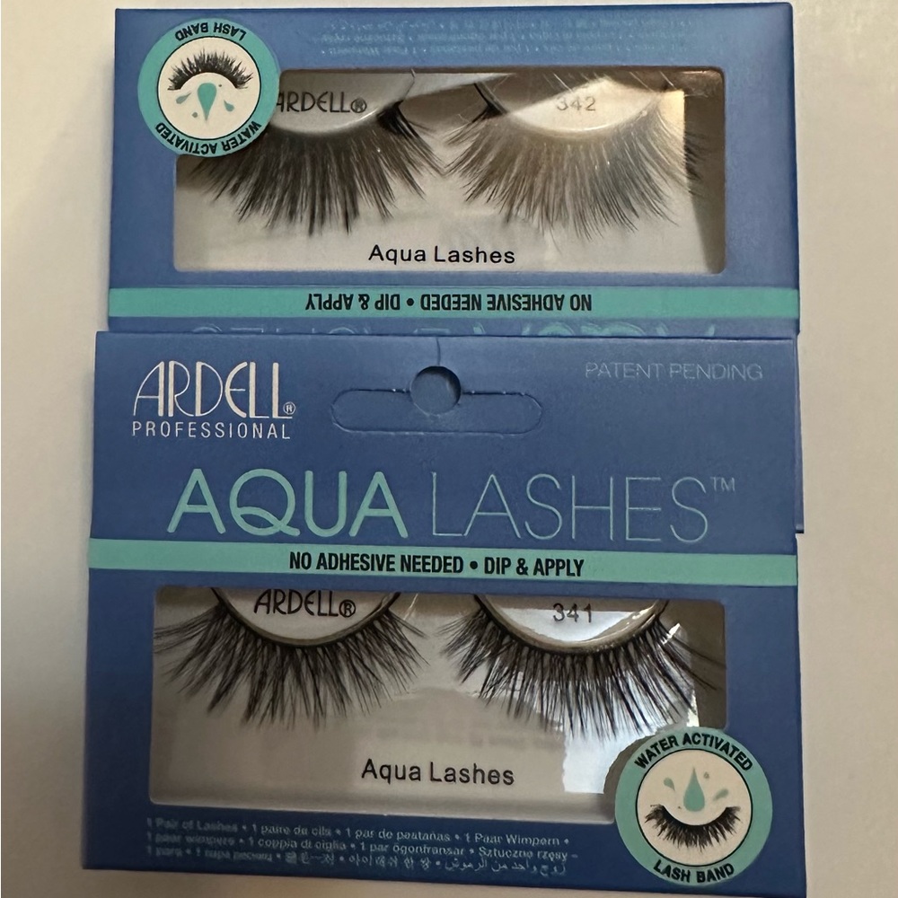 Ardell Aqua Strip Lashes #341 & #342. Black. Water Activated Lash Band. Lot Of 2